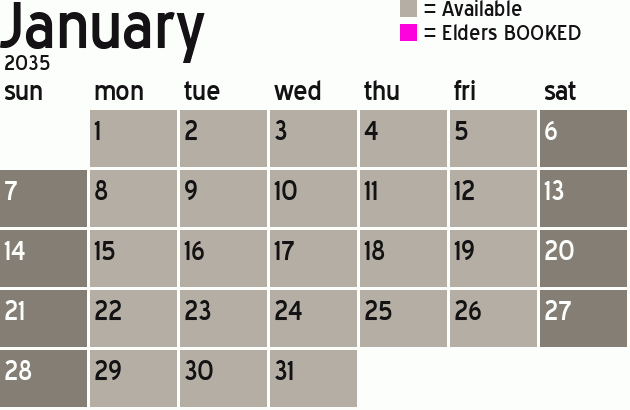 Missionary Dinner Calendar
