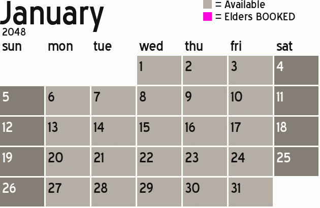 Missionary Dinner Calendar