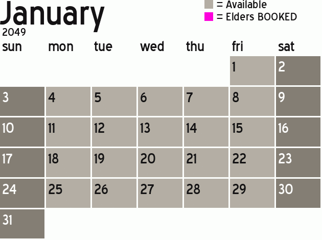 Missionary Dinner Calendar