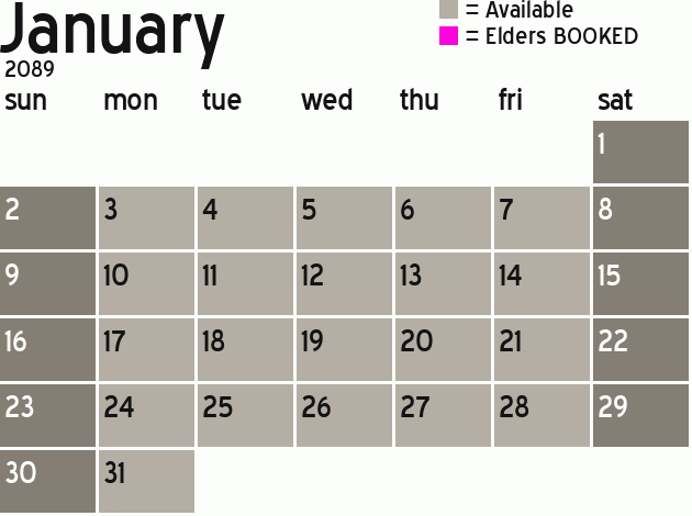 Missionary Dinner Calendar