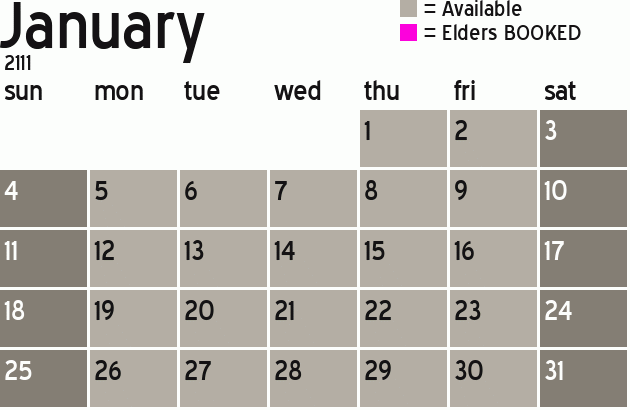 Missionary Dinner Calendar
