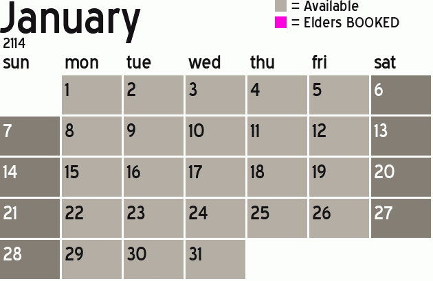 Missionary Dinner Calendar