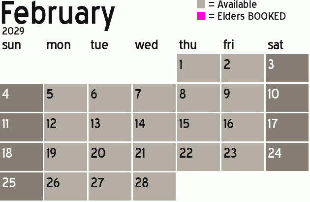Missionary Dinner Calendar