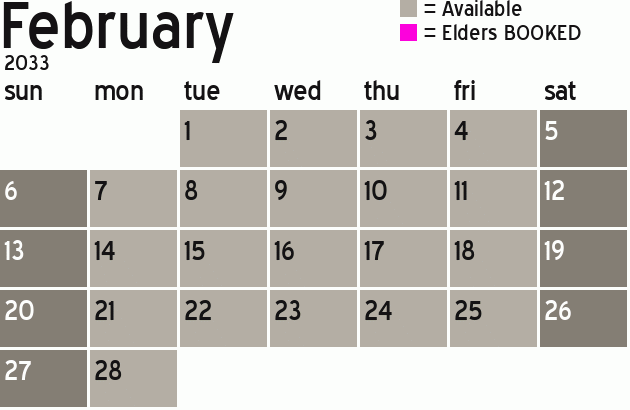 Missionary Dinner Calendar