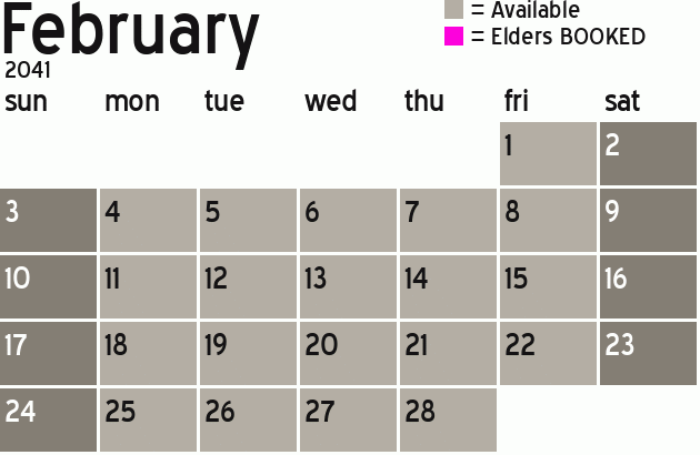 Missionary Dinner Calendar