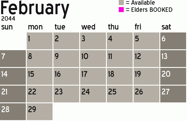 Missionary Dinner Calendar