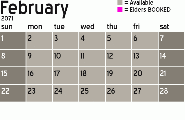 Missionary Dinner Calendar