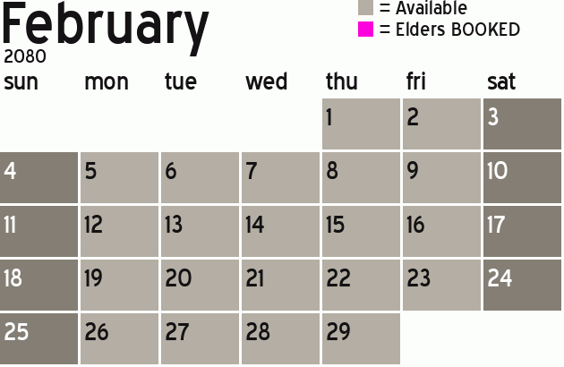 Missionary Dinner Calendar
