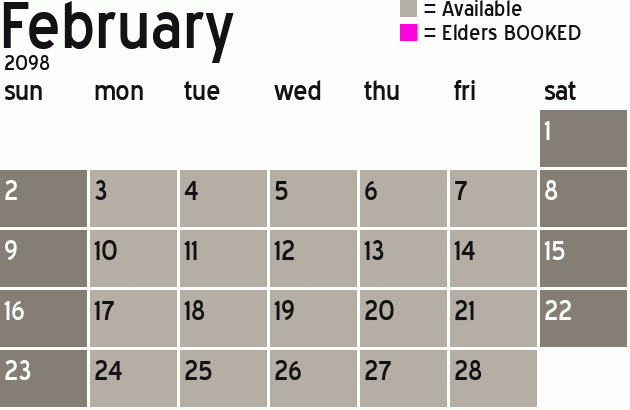 Missionary Dinner Calendar