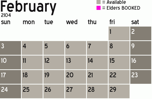 Missionary Dinner Calendar