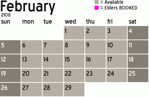 Missionary Dinner Calendar