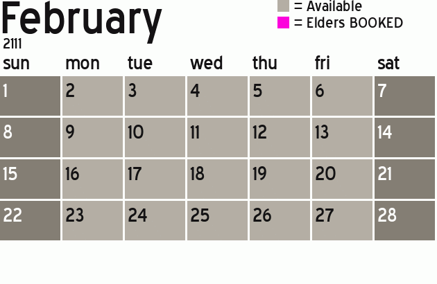 Missionary Dinner Calendar
