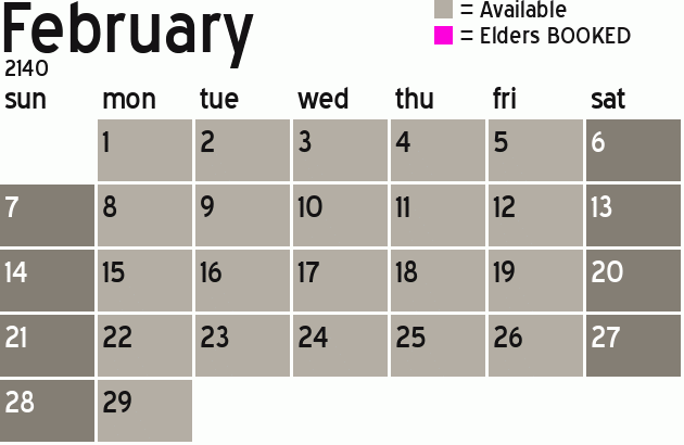 Missionary Dinner Calendar