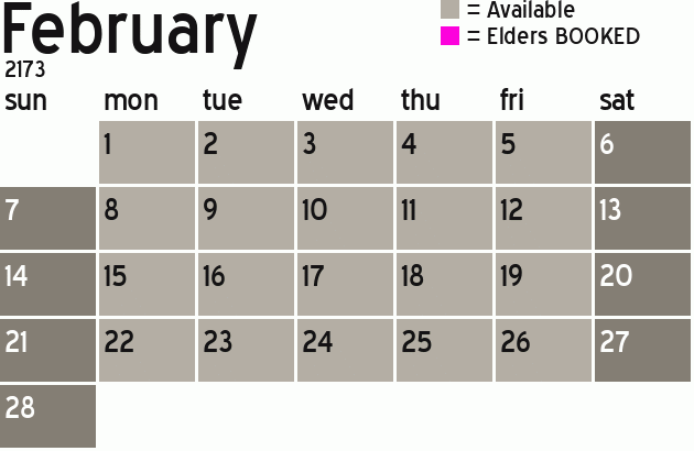 Missionary Dinner Calendar