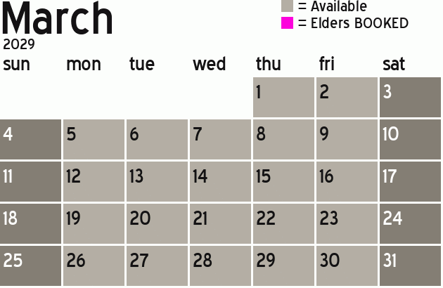 Missionary Dinner Calendar