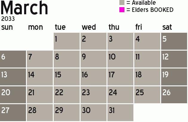 Missionary Dinner Calendar