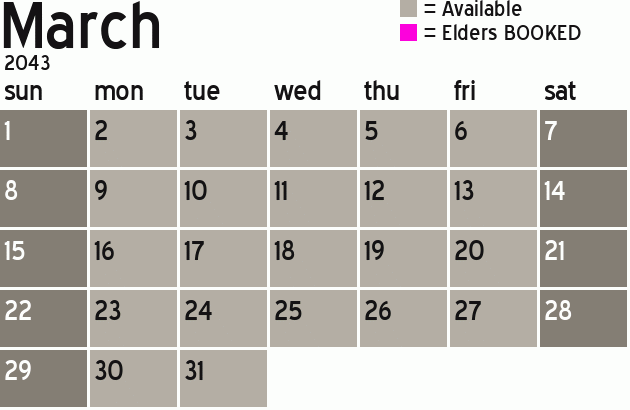 Missionary Dinner Calendar