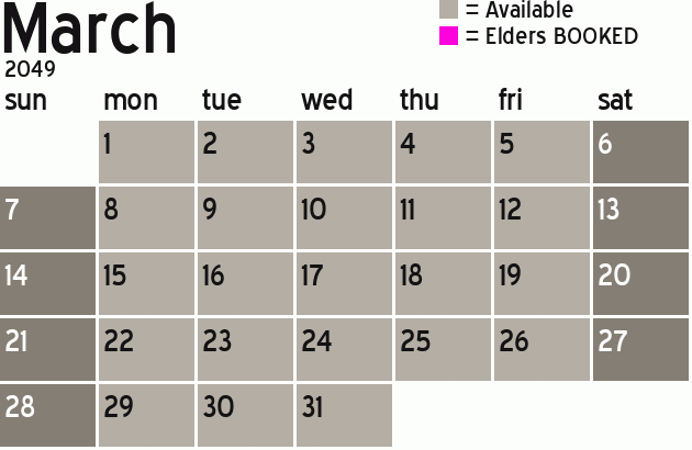 Missionary Dinner Calendar