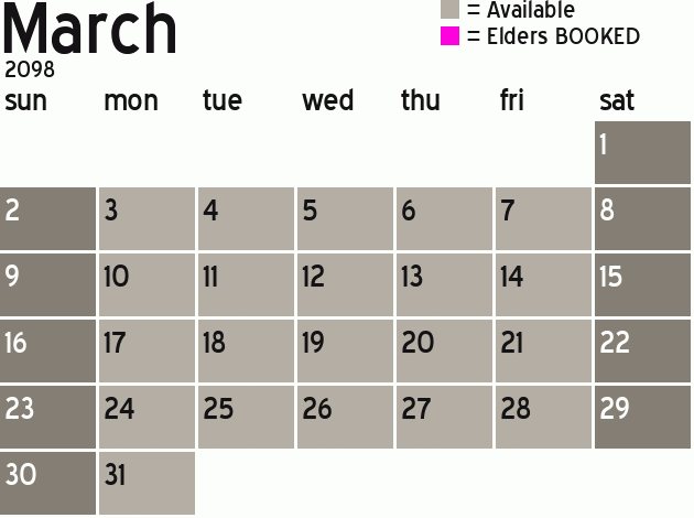 Missionary Dinner Calendar
