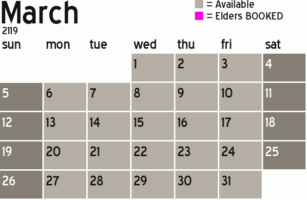 Missionary Dinner Calendar