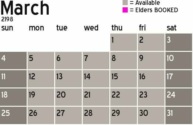 Missionary Dinner Calendar