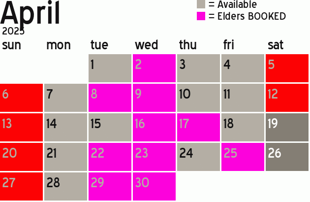 Missionary Dinner Calendar