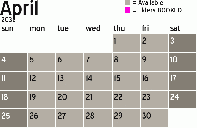 Missionary Dinner Calendar