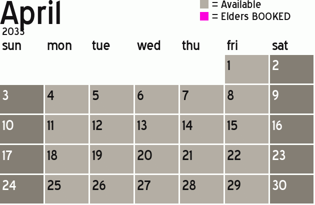 Missionary Dinner Calendar
