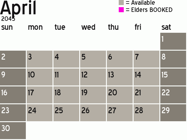 Missionary Dinner Calendar