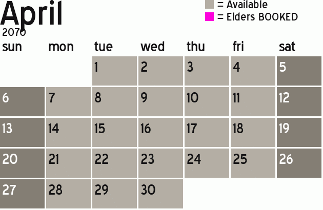 Missionary Dinner Calendar