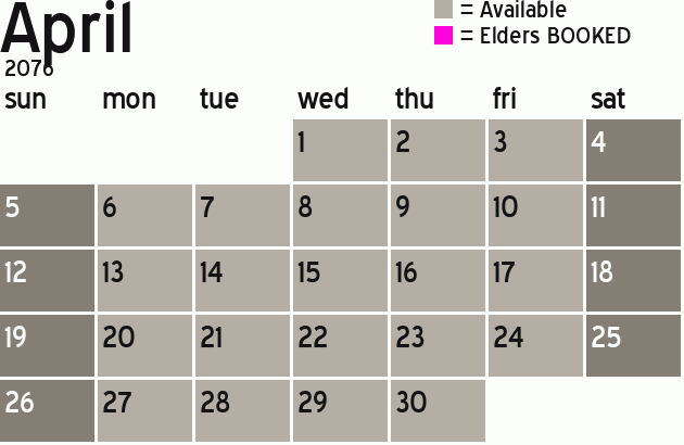 Missionary Dinner Calendar