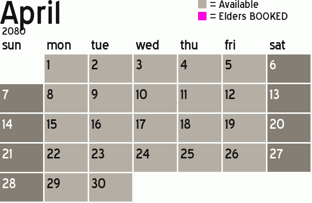 Missionary Dinner Calendar