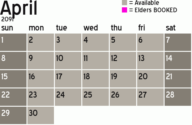 Missionary Dinner Calendar