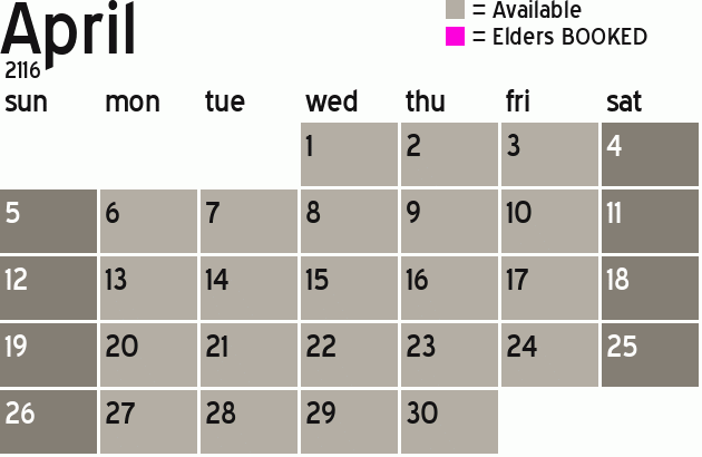 Missionary Dinner Calendar