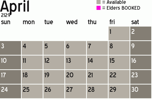 Missionary Dinner Calendar