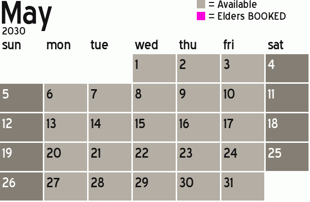 Missionary Dinner Calendar