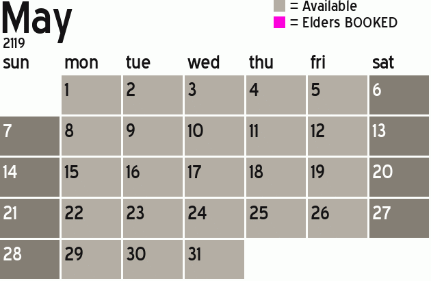 Missionary Dinner Calendar