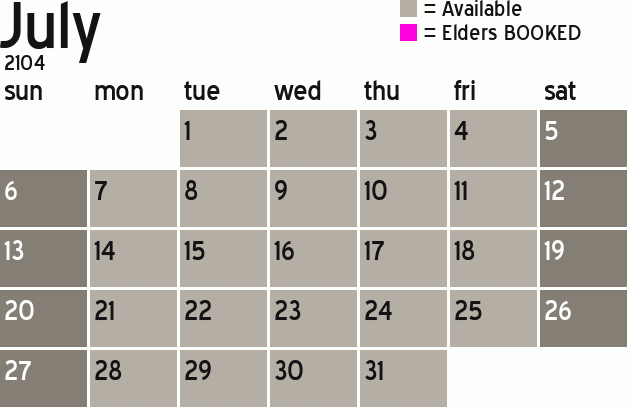 Missionary Dinner Calendar
