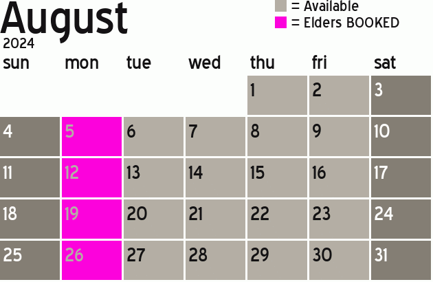 Missionary Dinner Calendar