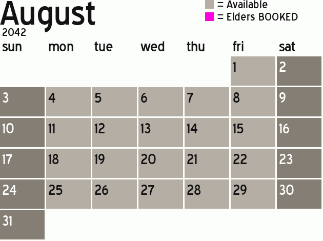 Missionary Dinner Calendar