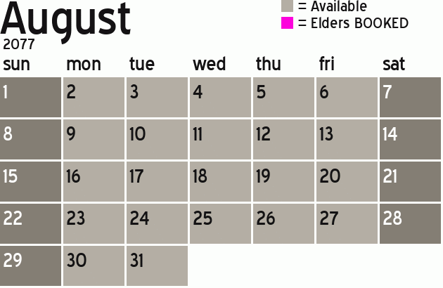 Missionary Dinner Calendar