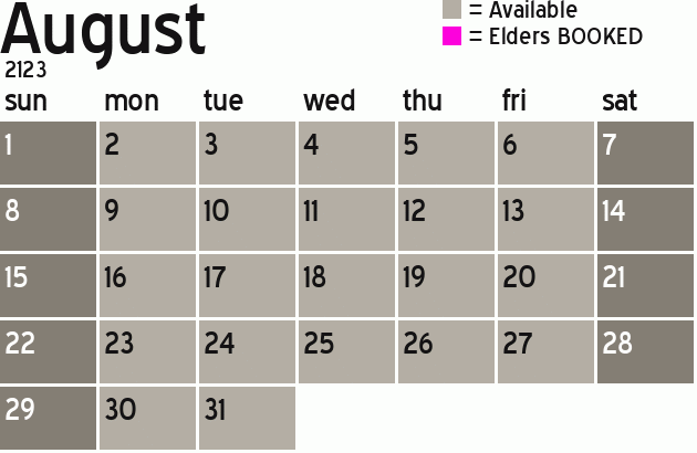 Missionary Dinner Calendar