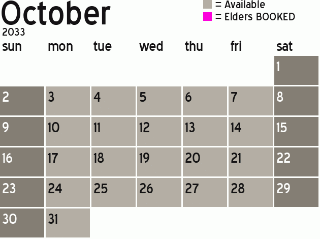 Missionary Dinner Calendar