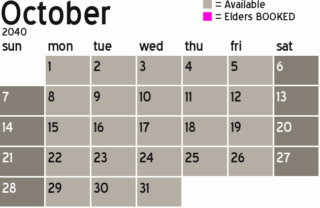 Missionary Dinner Calendar