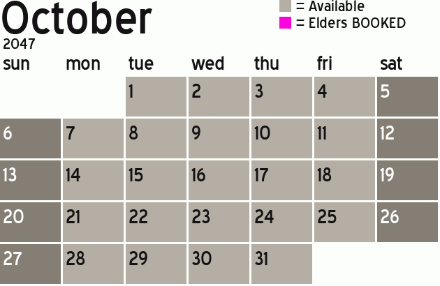 Missionary Dinner Calendar