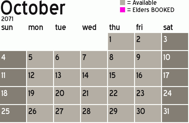Missionary Dinner Calendar