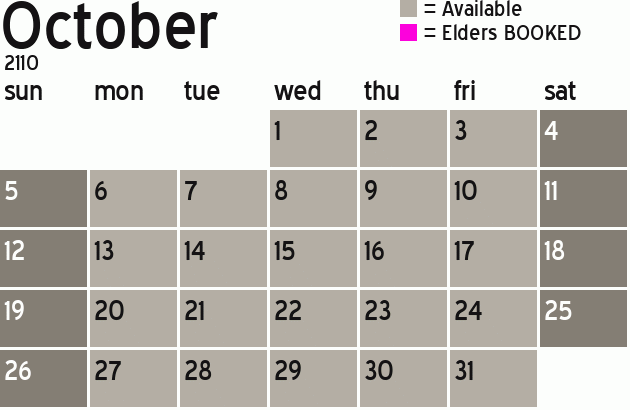 Missionary Dinner Calendar