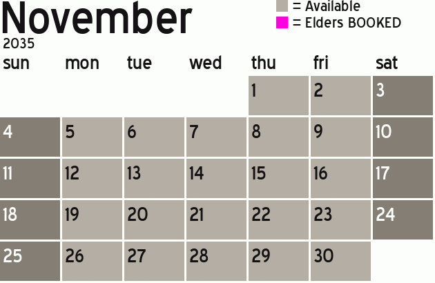 Missionary Dinner Calendar