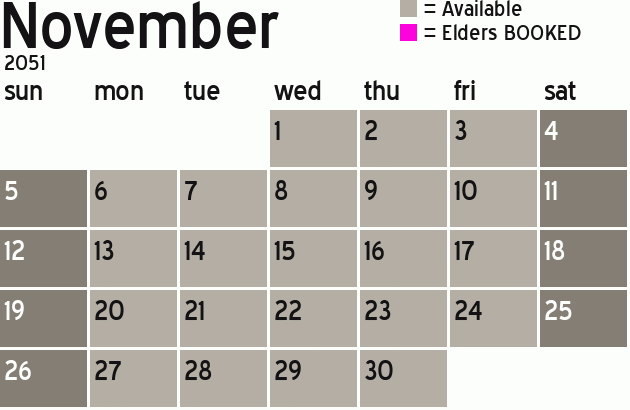 Missionary Dinner Calendar