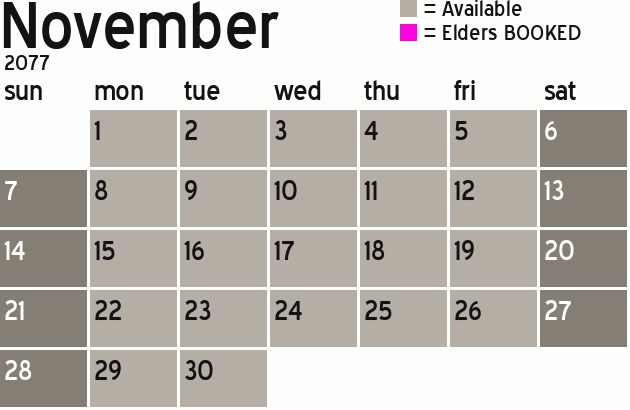 Missionary Dinner Calendar